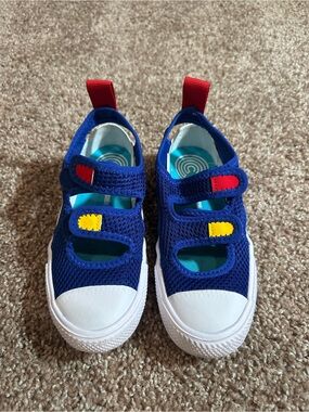 Converse Kids Navy Blue Mesh Sneakers with Red and Yellow Accents